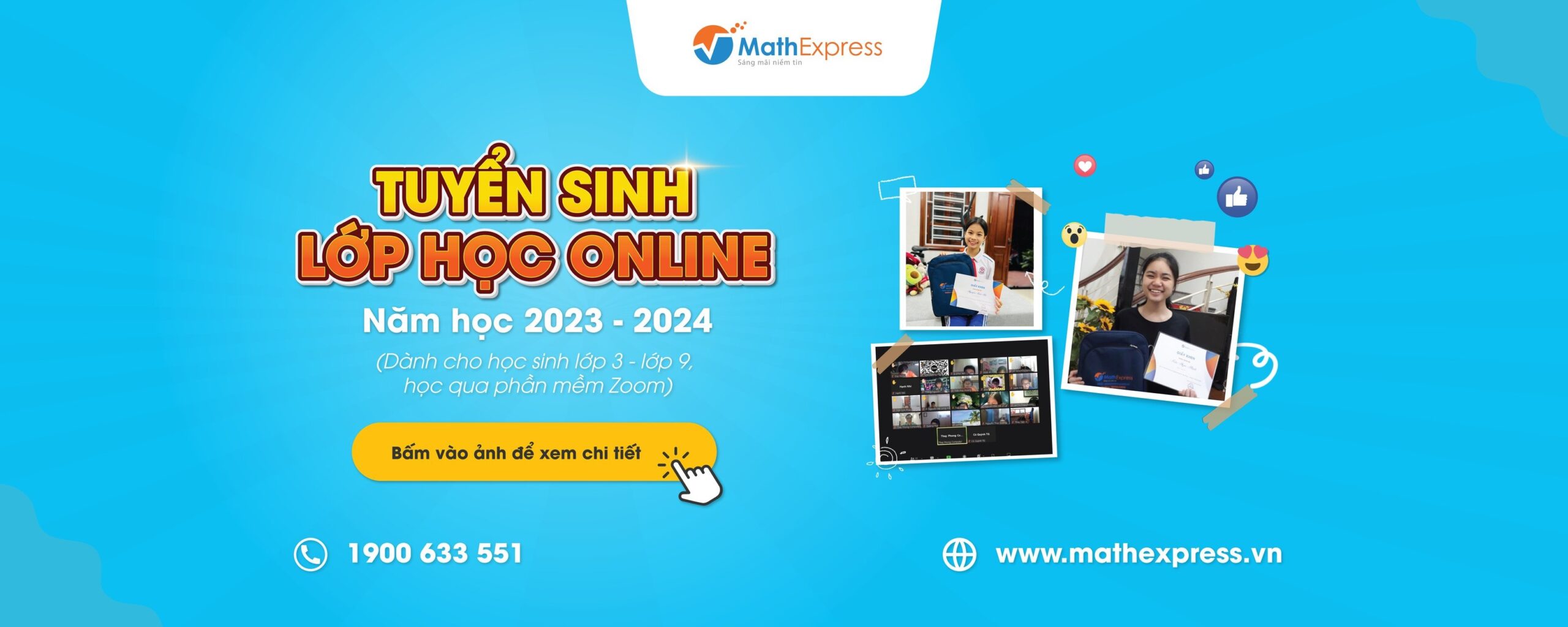 MathExpress thông báo tuyển sinh các lớp học Online qua nền tảng Zoom