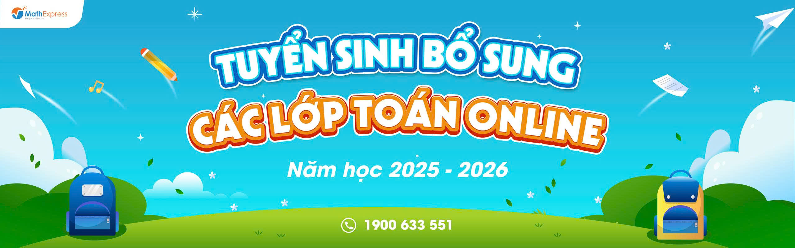 Tuyển sinh bổ sung các lớp Toán online