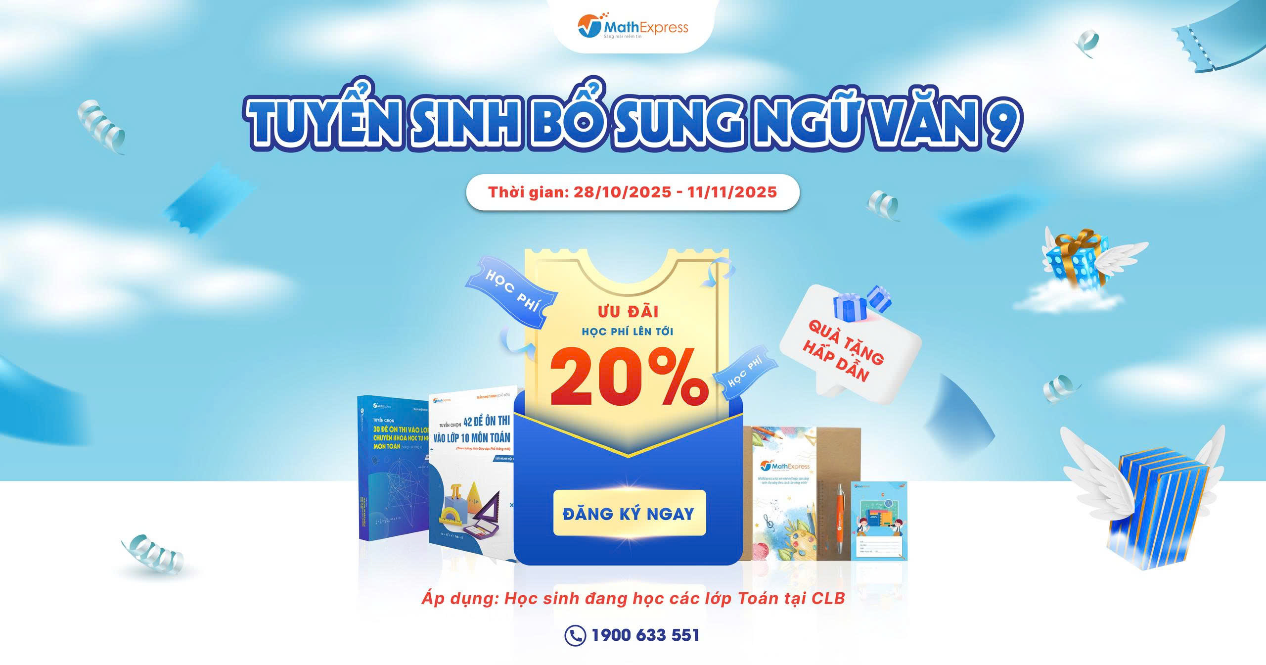 MathExpress tuyển sinh bổ sung lớp Ngữ văn 9 năm học 2025-2026