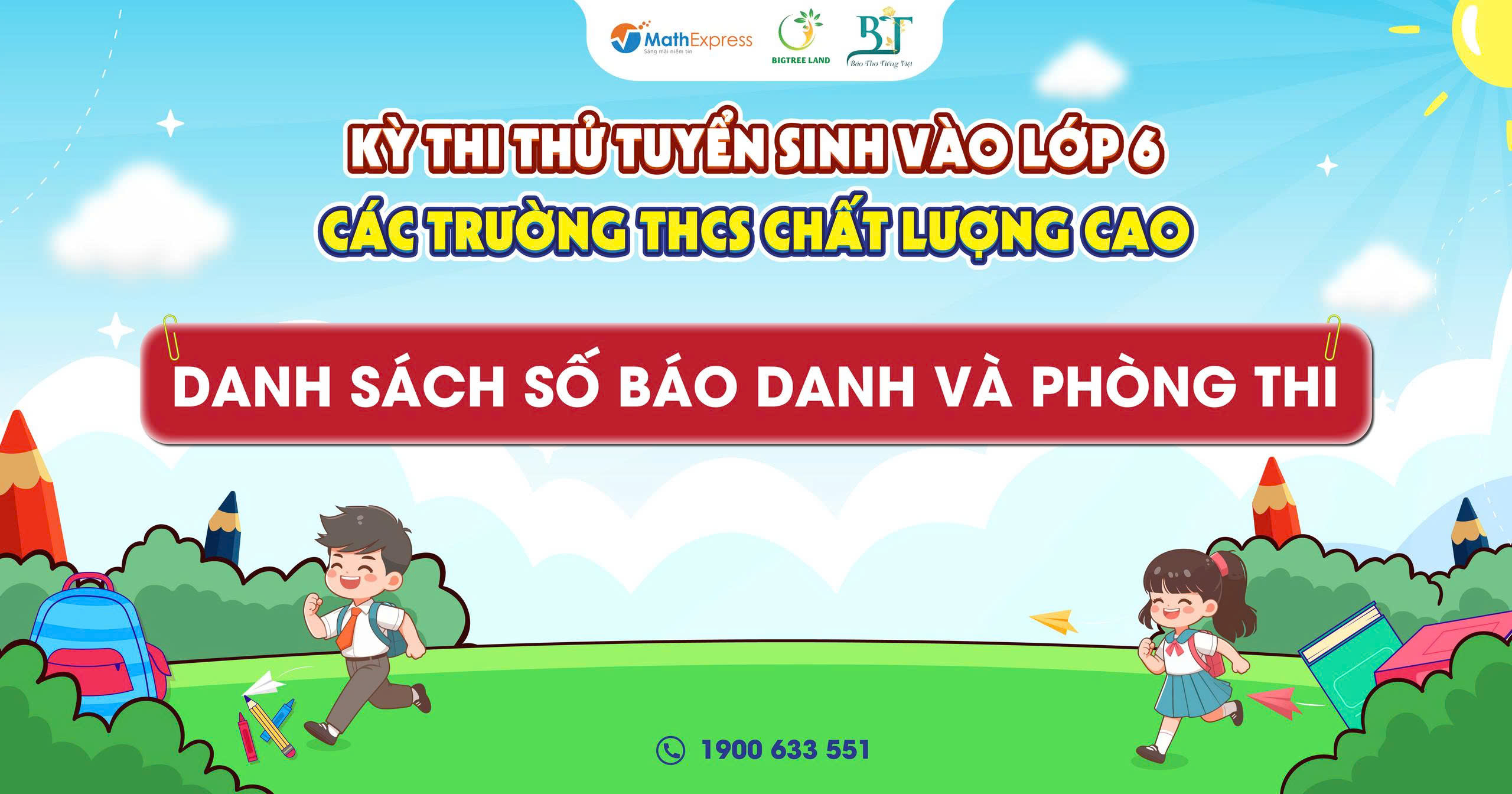 Danh sách phòng thi và số báo danh kỳ thi thử vào lớp 6 THCS CLC năm 2026 tại MathExpress