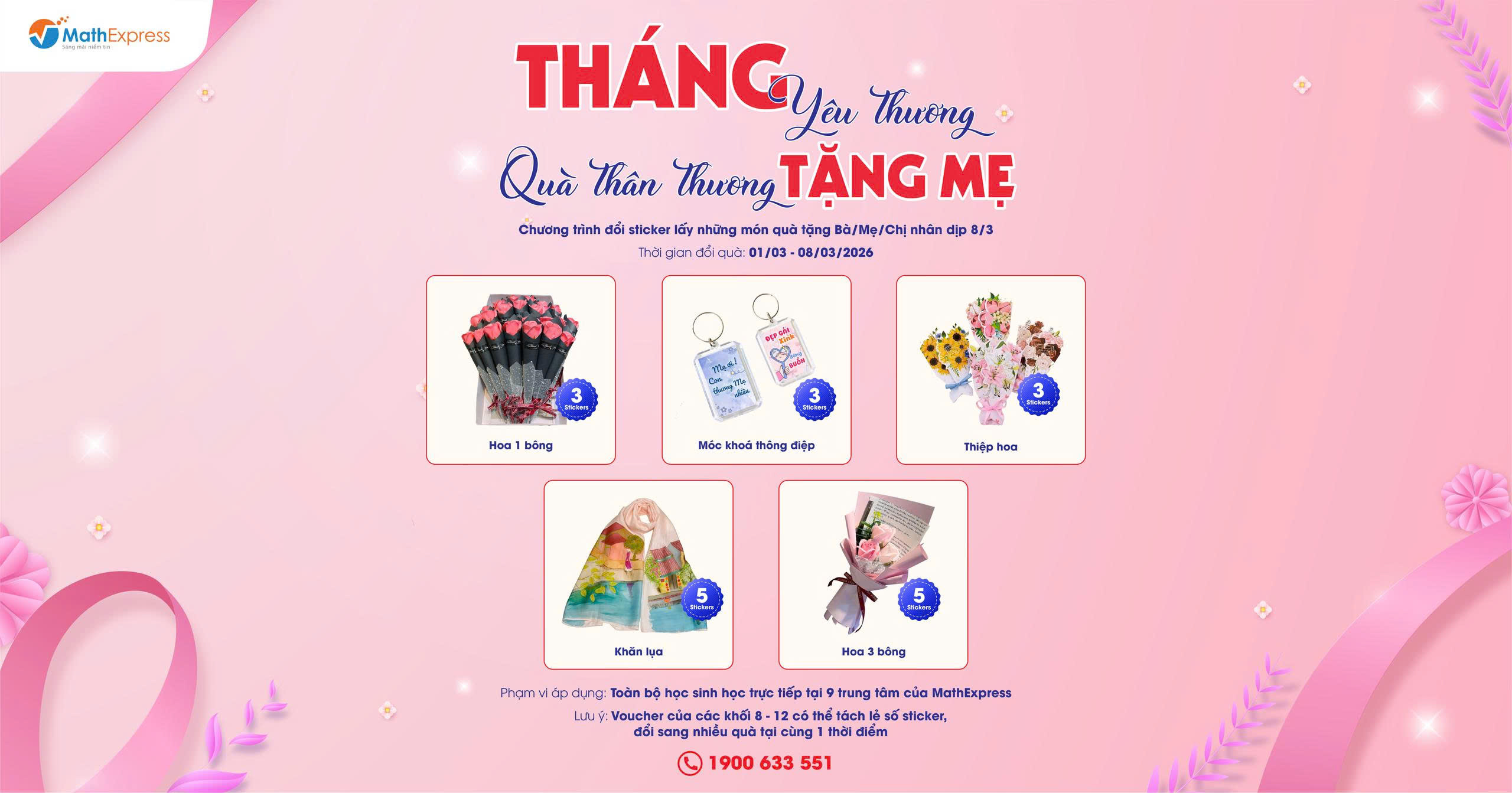 Gom sticker liền tay - Đổi quà tặng Mẹ ngay dịp 8/3