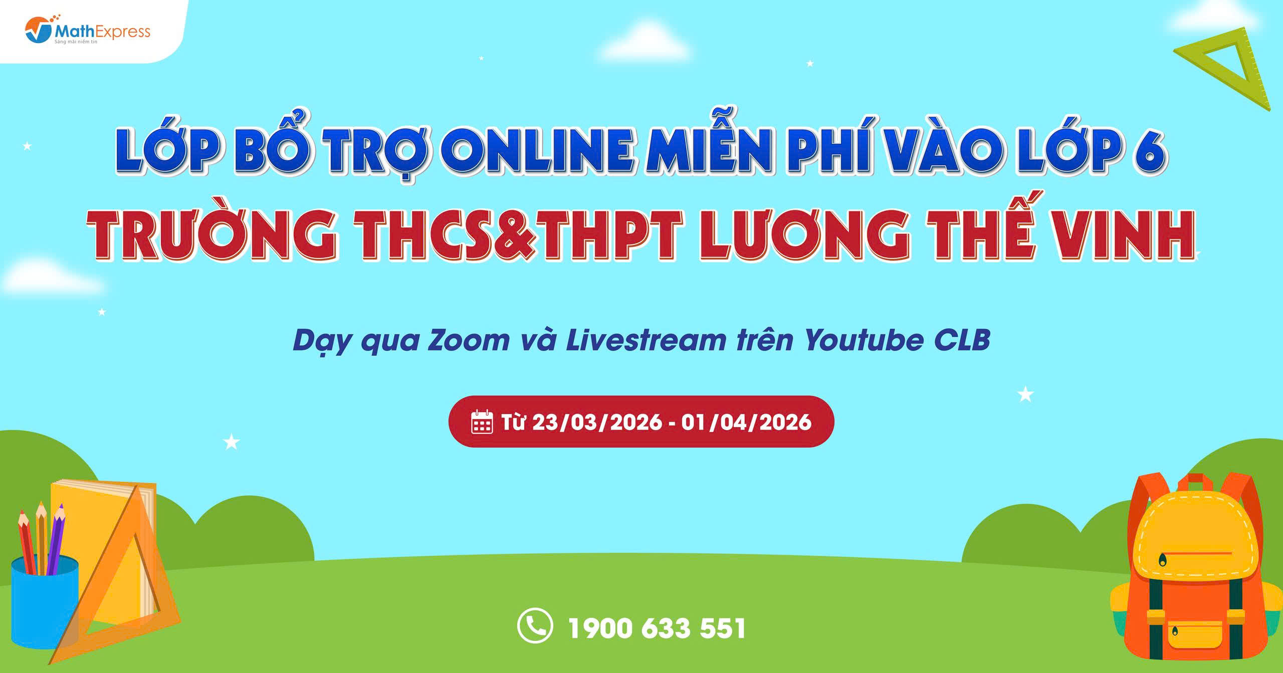 MathExpress tổ chức chương trình livestream ôn thi miễn phí vào lớp 6 trường THCS&THPT Lương Thế Vinh